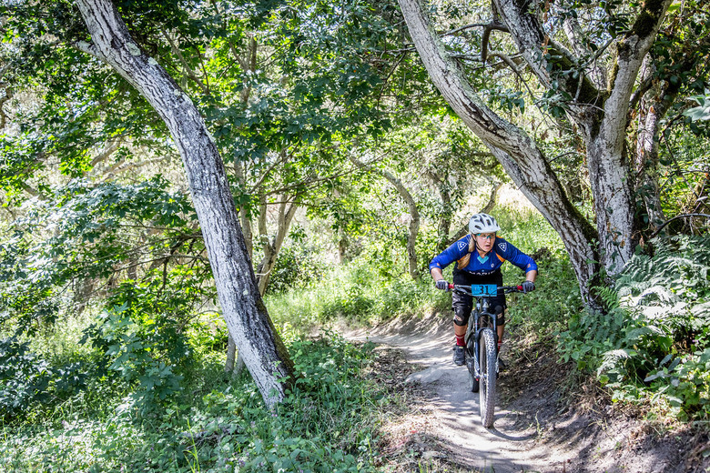 Amy Morrison, a WTB rider, kept it low and in control at the Toro Enduro back in May.