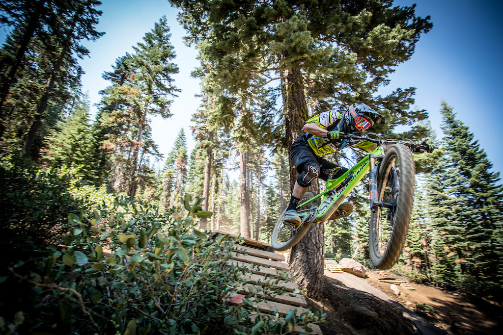 Big mountain courses offer opportunities for big air, as demonstrated by Marco Osborne. Photo: Called to Creation.