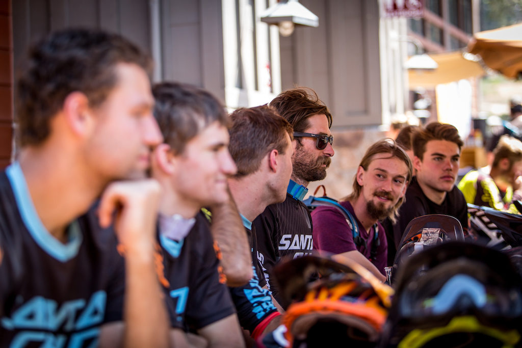 The Santa Cruz Bicycles Factory team awaiting results at the Northstar Enduro. It’s always more fun with friends, and CES encourages more shop, corporate, and grassroots teams to jump on board for 2017. Photo: Called to Creation.