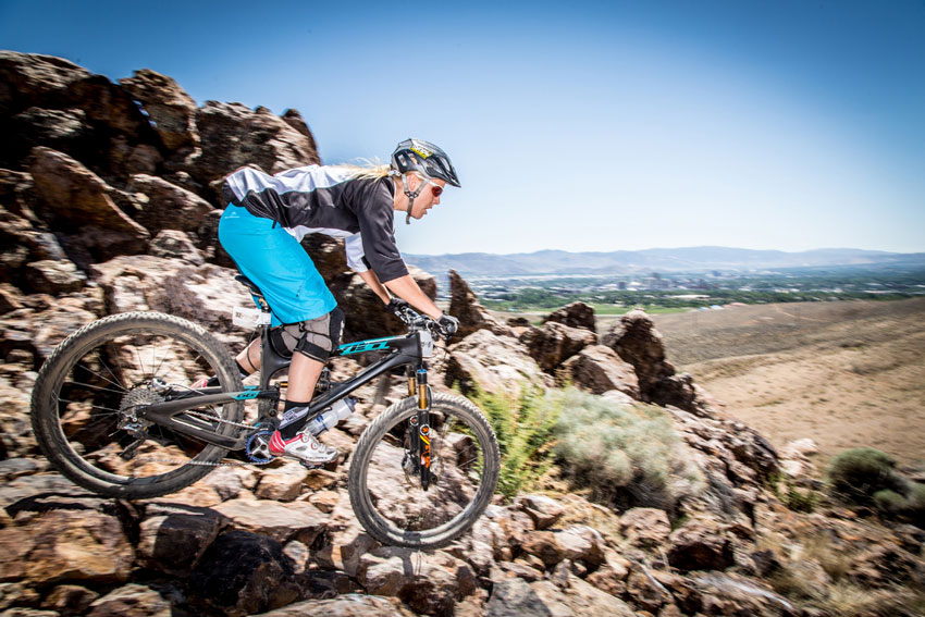 Lauren Gregg makes short work of the stage 5 rock garden. Photo by Called to Creation.