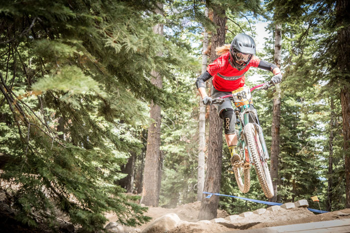 Kathy Pruitt (Juliana Bicycles) goes over the top in last year’s Northstar CES stop. Photo: Called To Creation